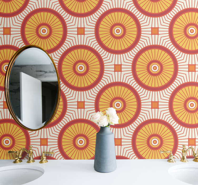 Tapete Badezimmer retro-sunburst-motiv - TenStickers