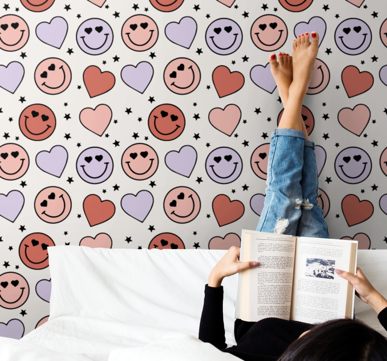 Tapete Jugendzimmer smiley-herz-motiv - TenStickers
