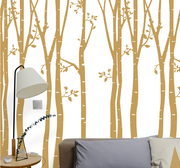 Tapete Baum elegante goldene silhouetten - TenStickers