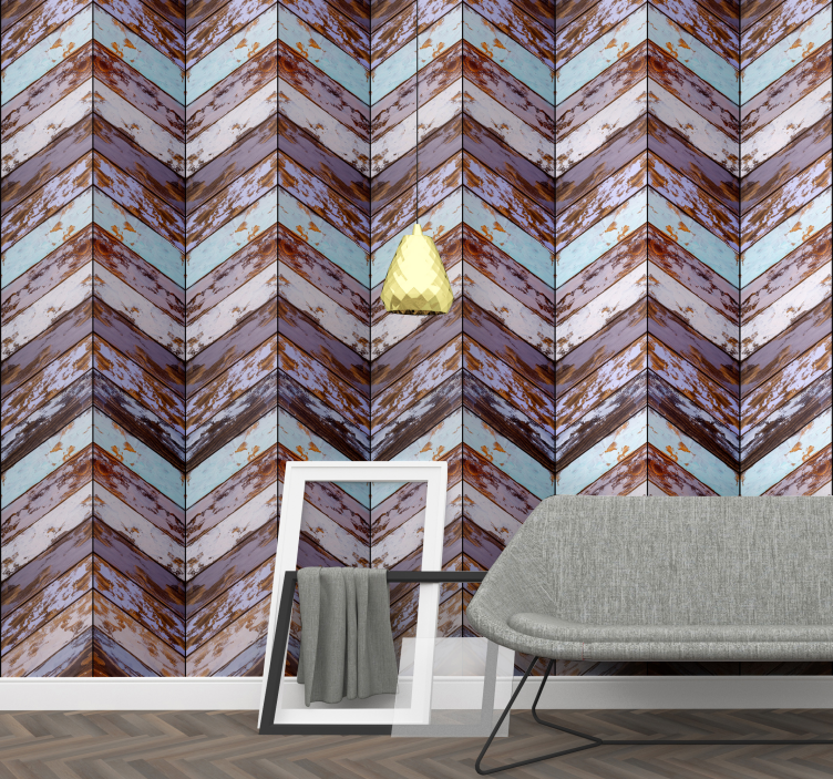 Tapete beton mit chevron-strukturdetails - TenStickers