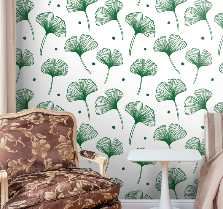 Tapete Blätter ginkgo verde elegante - TenStickers