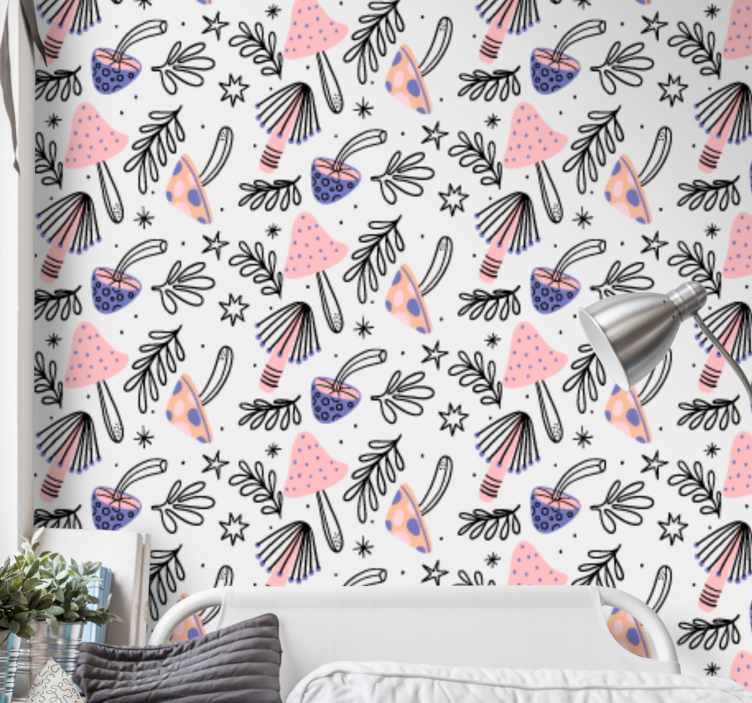 Tapete blätter mit verspielten botanischen motiven - TenStickers