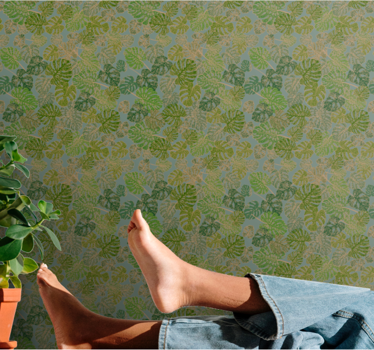 Tapete blätter monstera grünes motiv - TenStickers
