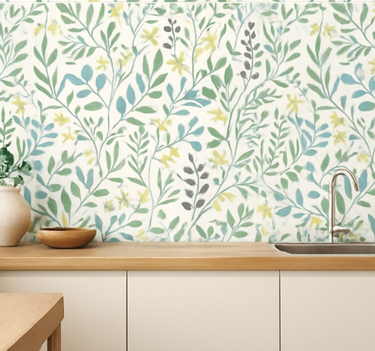 Tapete blätter wiesenstängel - TenStickers