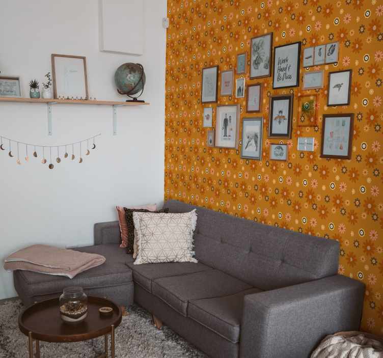 Tapete Blumen im 60er Look - TenStickers