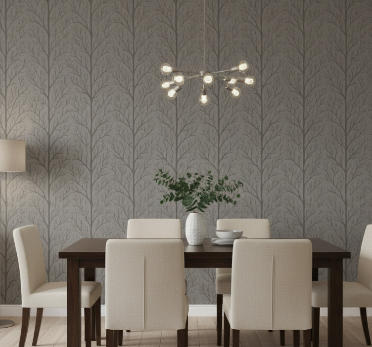 Tapete esszimmer graue waldtrees - TenStickers