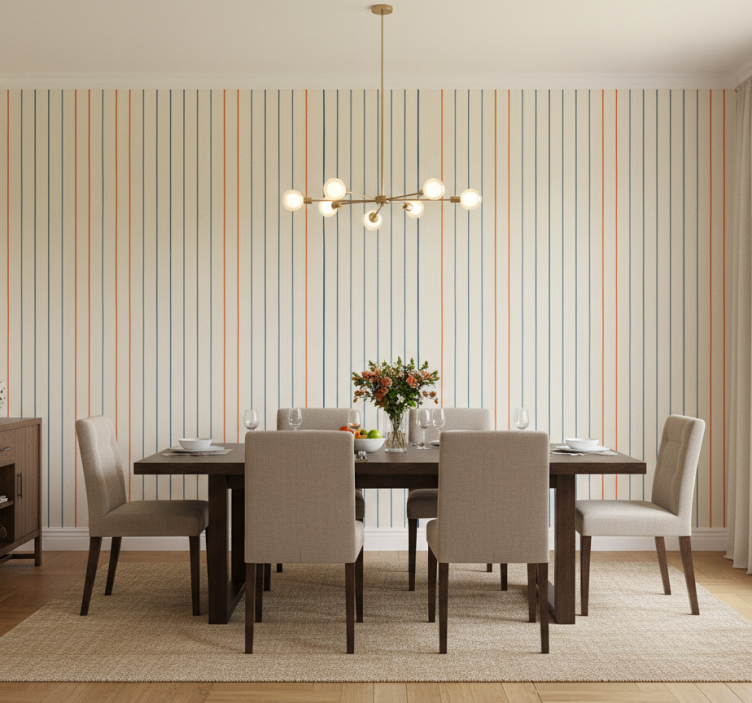 Tapete esszimmer mit mehrfarbigem linienmuster - TenStickers