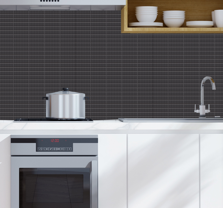 Tapete Fliesenoptik strukturiertes schwarzes küchenmotiv - TenStickers