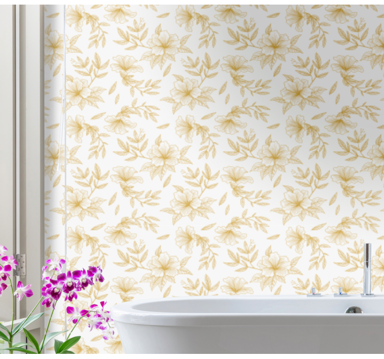 Tapete Florale Ornamente goldene blumige Eleganz - TenStickers
