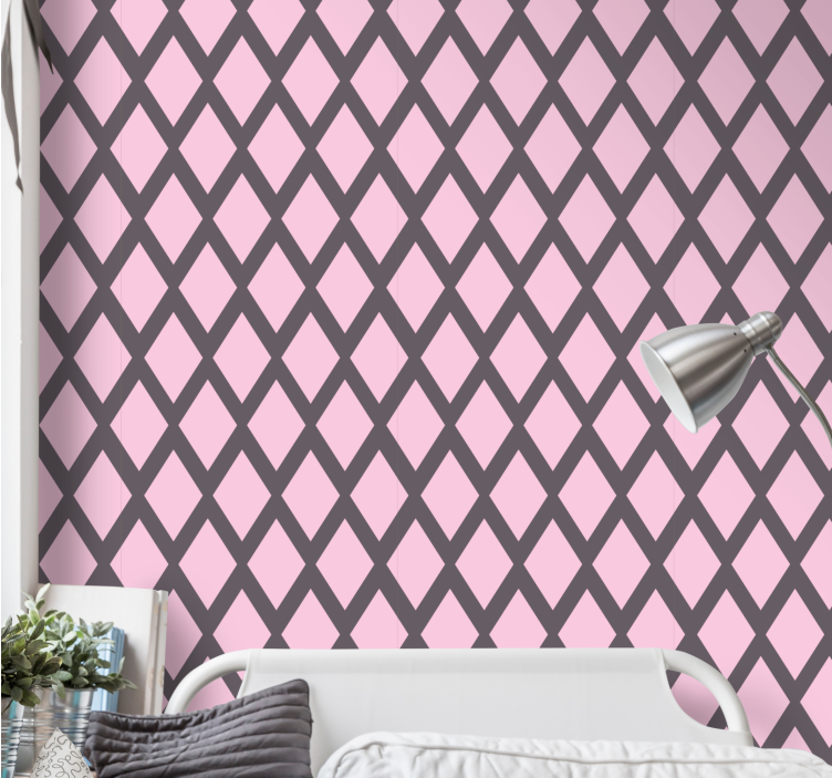 Tapete jugendzimmer in pinken diamantformen - TenStickers