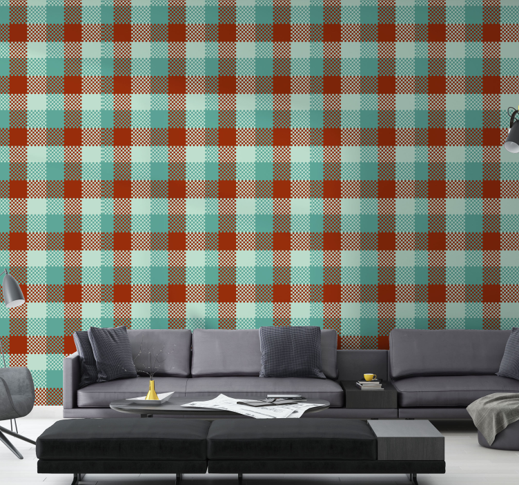Tapete geometrisch gingham-muster - TenStickers