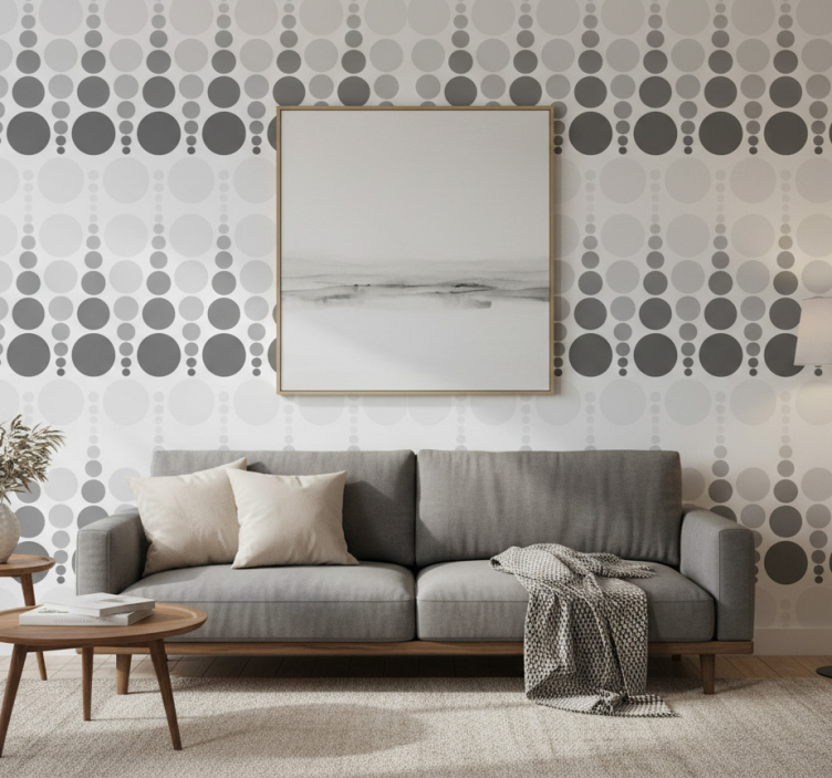 Tapete geometrisch mit bunten kreisen in grautönen - TenStickers