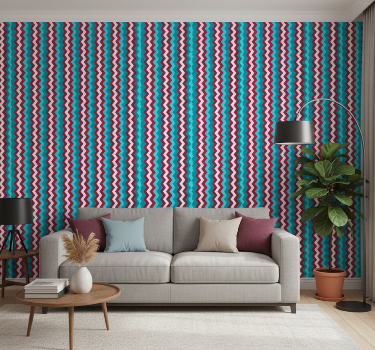 Tapete geometrisch mit zickzack-wellenmuster - TenStickers