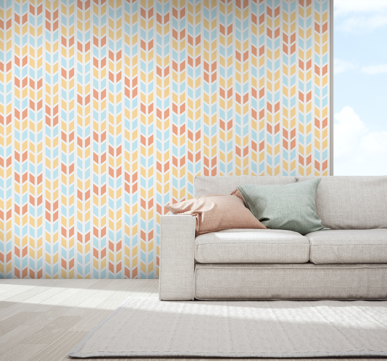 Tapete geometrisch blaue und beige pfeile - TenStickers