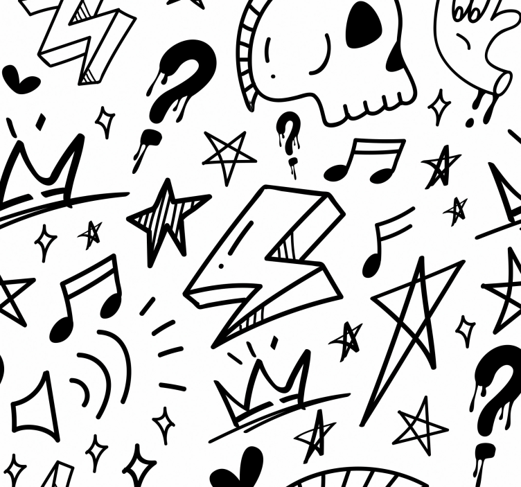 Tapete Jugendzimmer stilisierte grafische formen - TenStickers