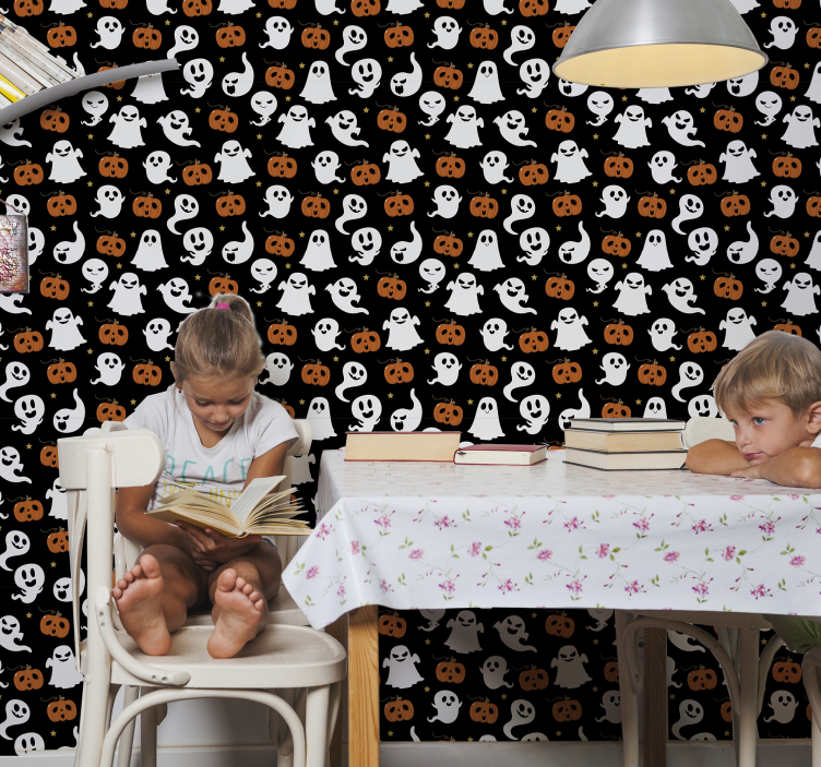 Tapete Halloween gespenstisches kürbismuster - TenStickers