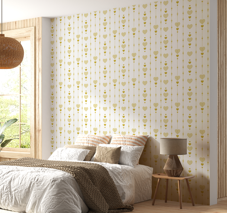 Tapete Hochzeit herz gelbe saiten - TenStickers