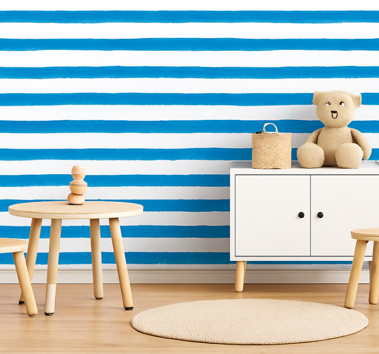Tapete horizontale streifen in blauen aquarellbändern - TenStickers