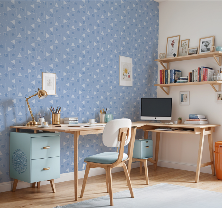 Tapete Jugendzimmer geometrisch blau - TenStickers