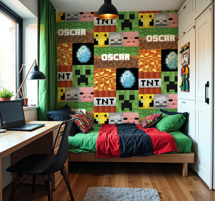 Tapete Jugendzimmer geometrisches gaming-muster - TenStickers