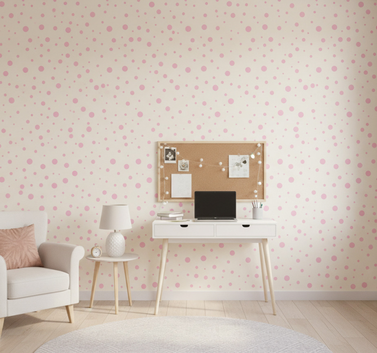 Tapete jugendzimmer in eleganten pinken punkten - TenStickers