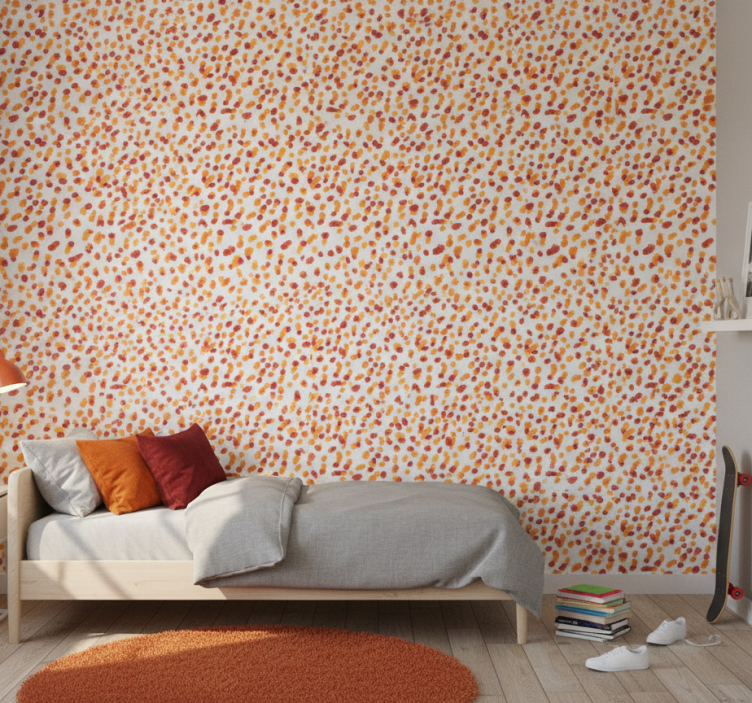 Tapete jugendzimmer mit orange und roten punkten - TenStickers