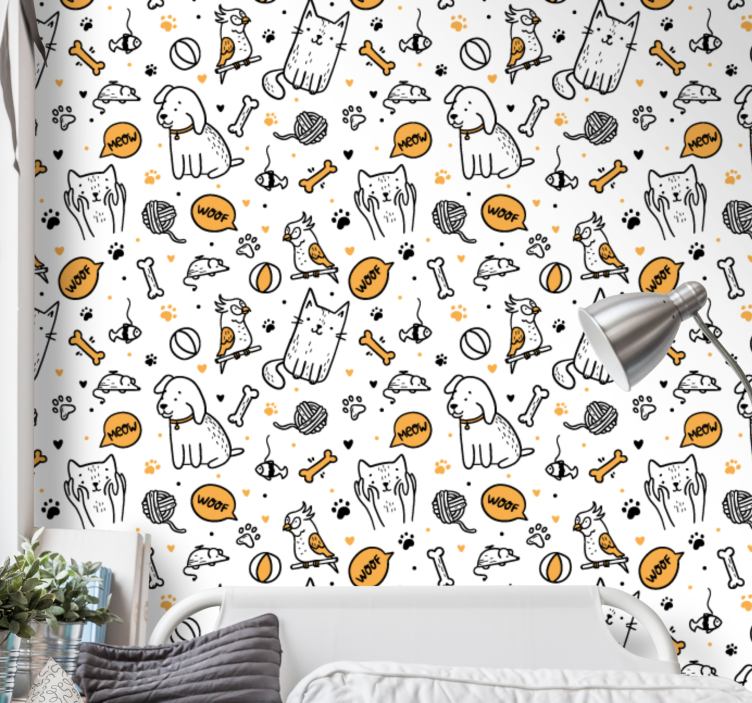 Tiere Tapete haustier-doodle-kunst - TenStickers