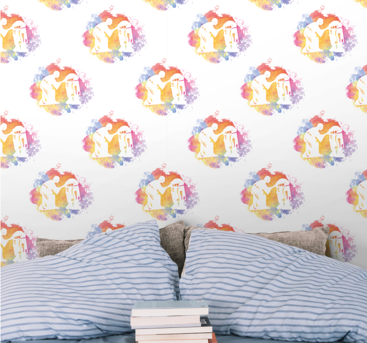 Tapete Kunst abstrakte paarsilhouette - TenStickers