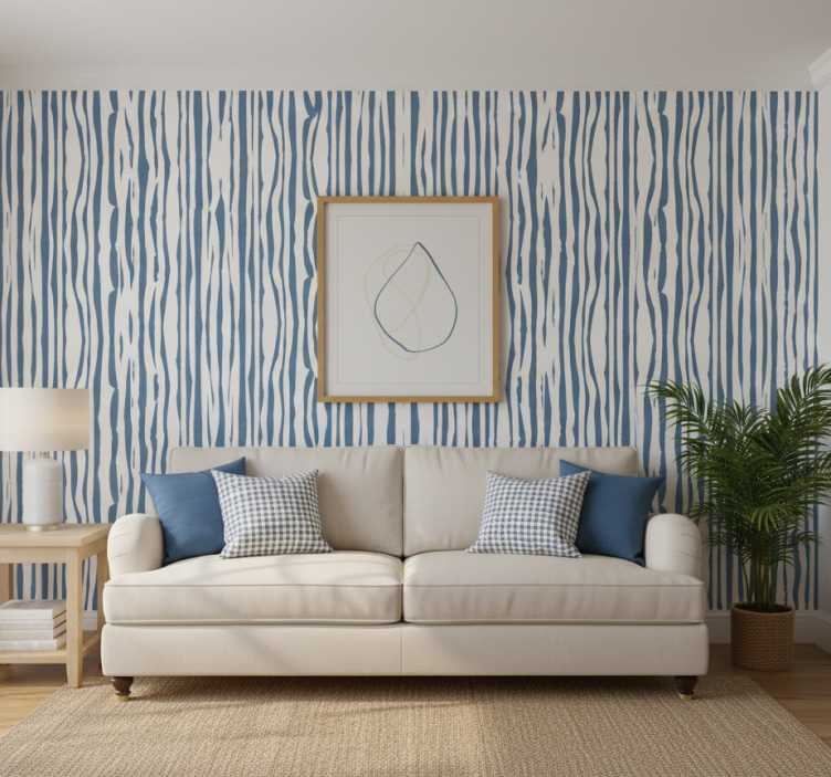 Tapete modern gestreift blau im hampton stil - TenStickers