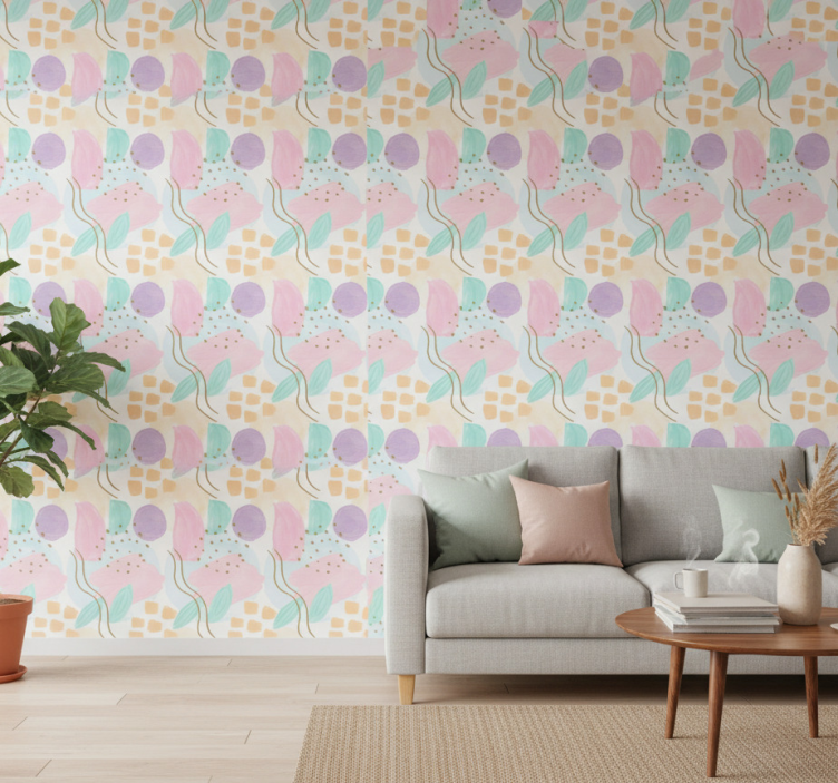 Tapete modern mit abstrakten blumenmustern - TenStickers