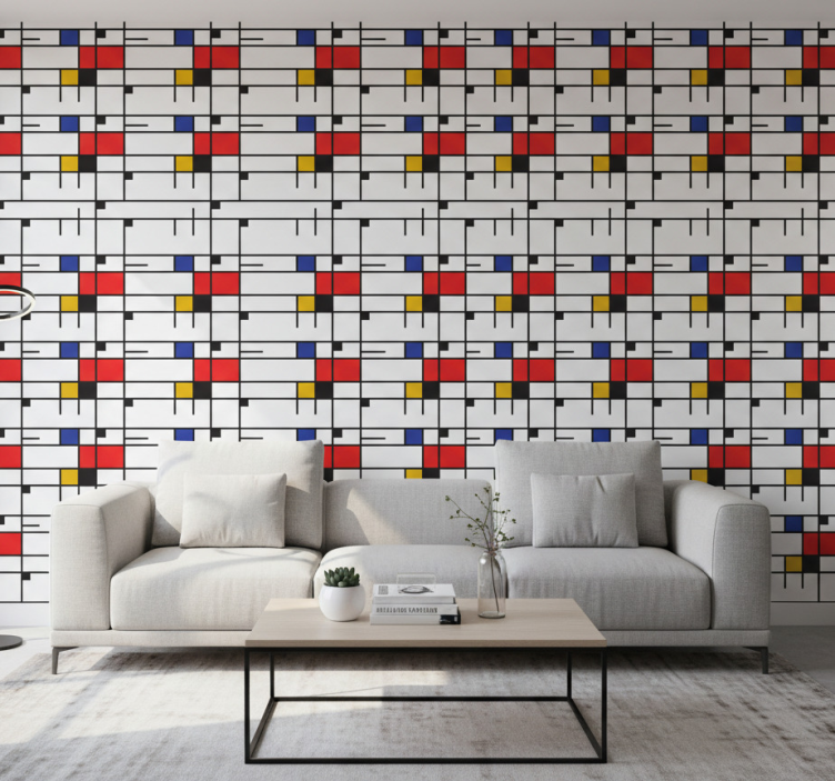 Tapete modern mit geometrischer mondrian kunst - TenStickers