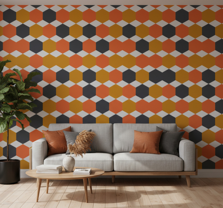 Tapete modern mit hexagonalem musterdesign - TenStickers