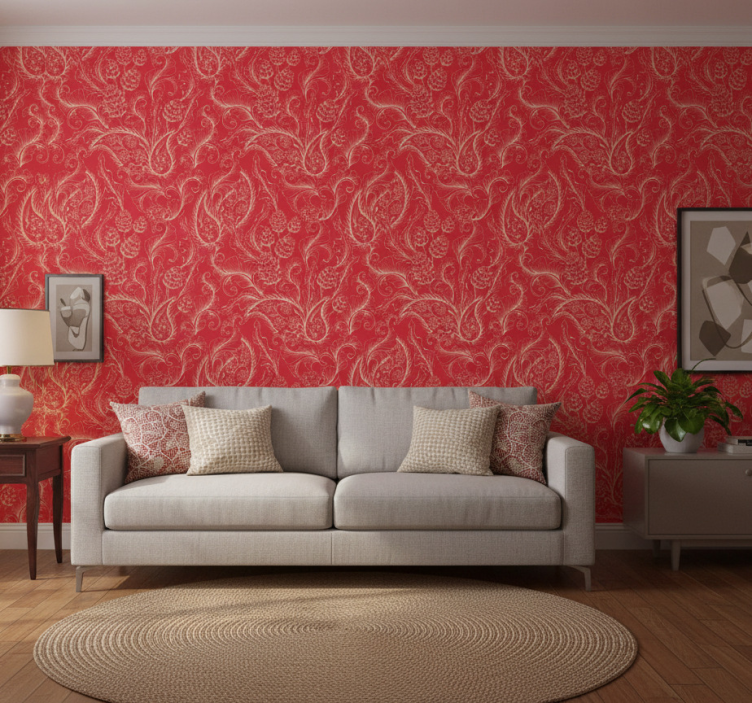 Tapete florale ornamente rote paisley illustration - TenStickers