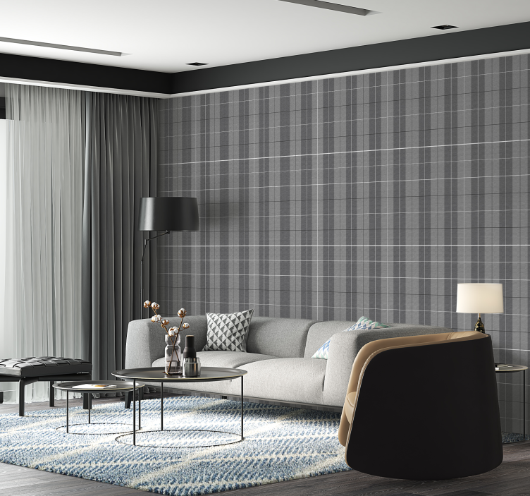 Tapete Quadrate graues schottisches Muster - TenStickers