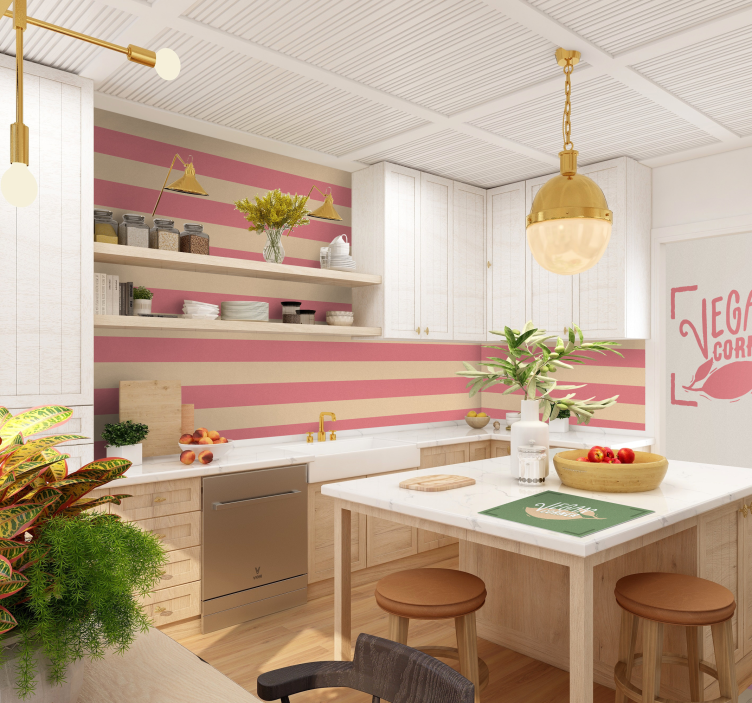 Tapete rosa Streifen horizontal - TenStickers