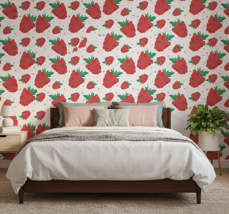 Tapete schlafzimmer beeren aquarell mit fleckenmuster - TenStickers