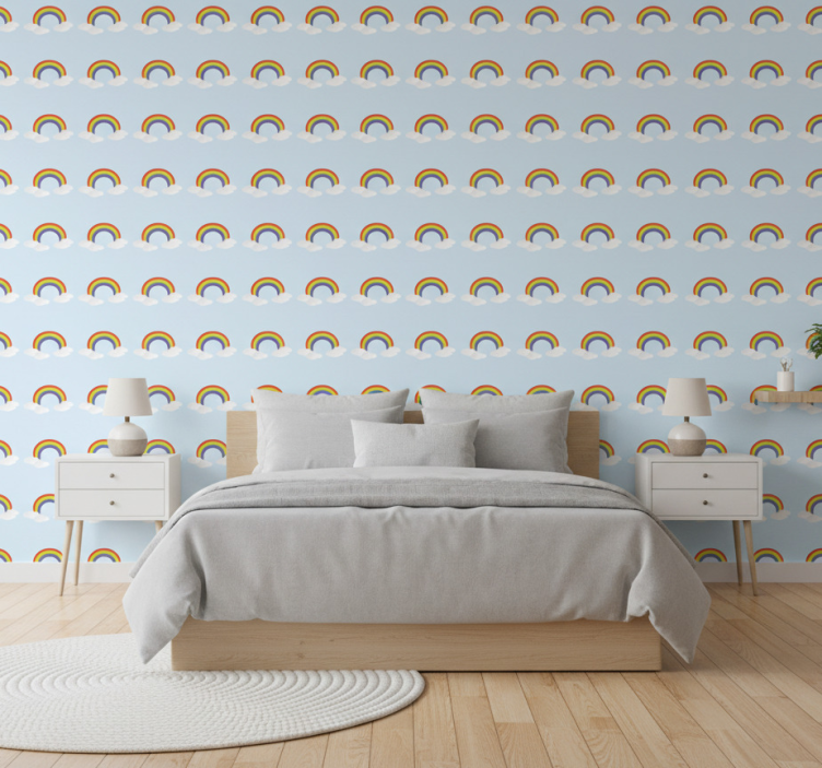 Tapete schlafzimmer bunte regenbogen und wolken - TenStickers