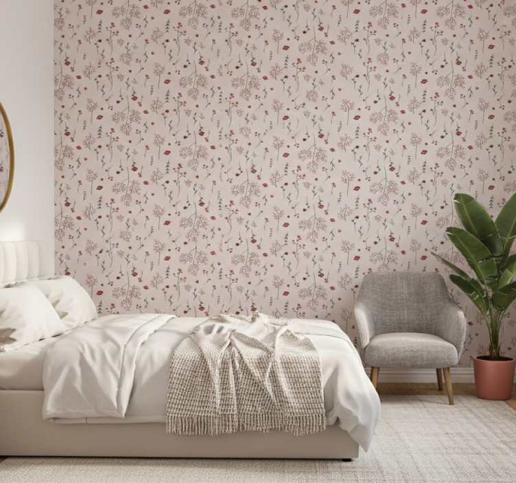 Tapete schlafzimmer mit floralem muster - TenStickers