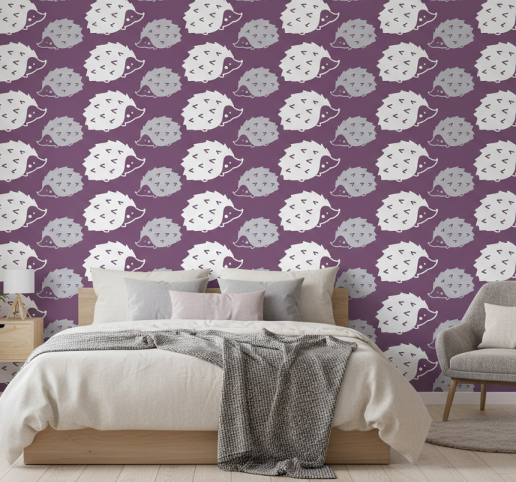 Tapete schlafzimmer mit niedlichem igelmotiv - TenStickers