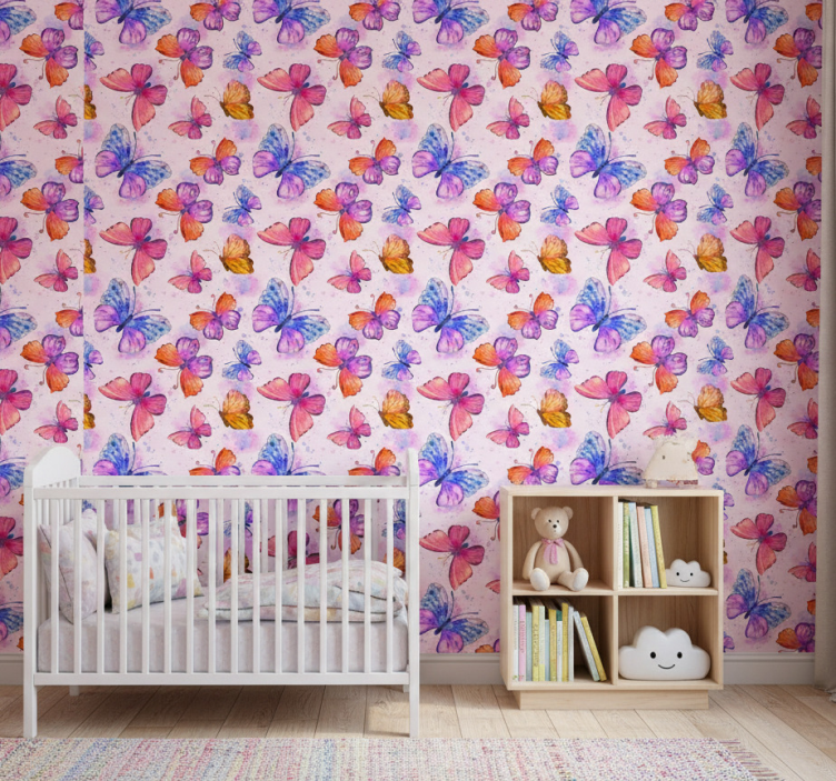 Tapete schmetterling buntes aquarell - TenStickers