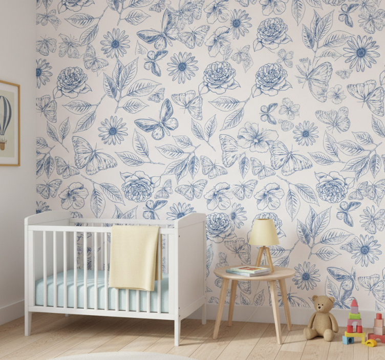 Tapete schmetterling florales design - TenStickers
