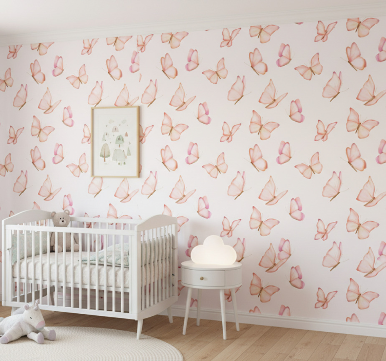 Tapete schmetterling pinkes muster - TenStickers
