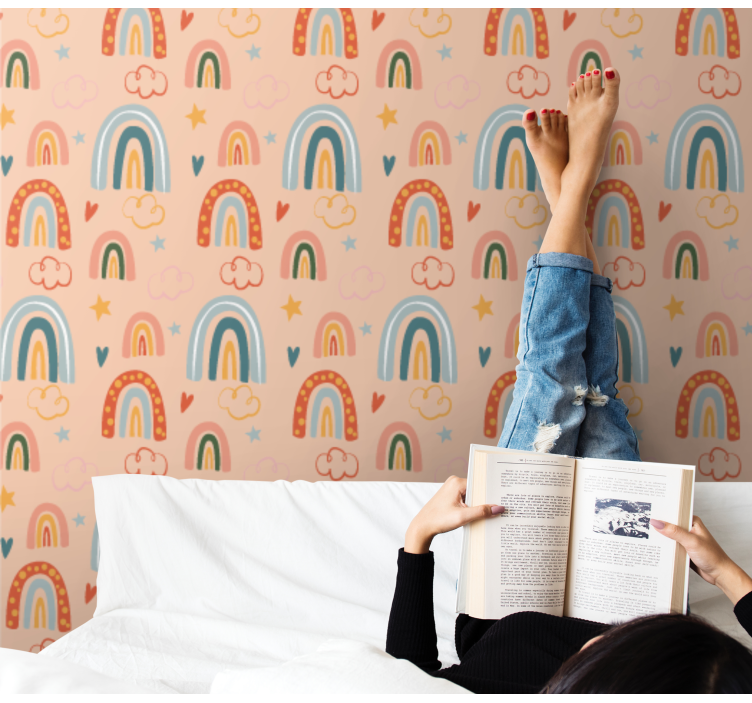 Tapete Jugendzimmer regenbogen-traumlandschaft - TenStickers
