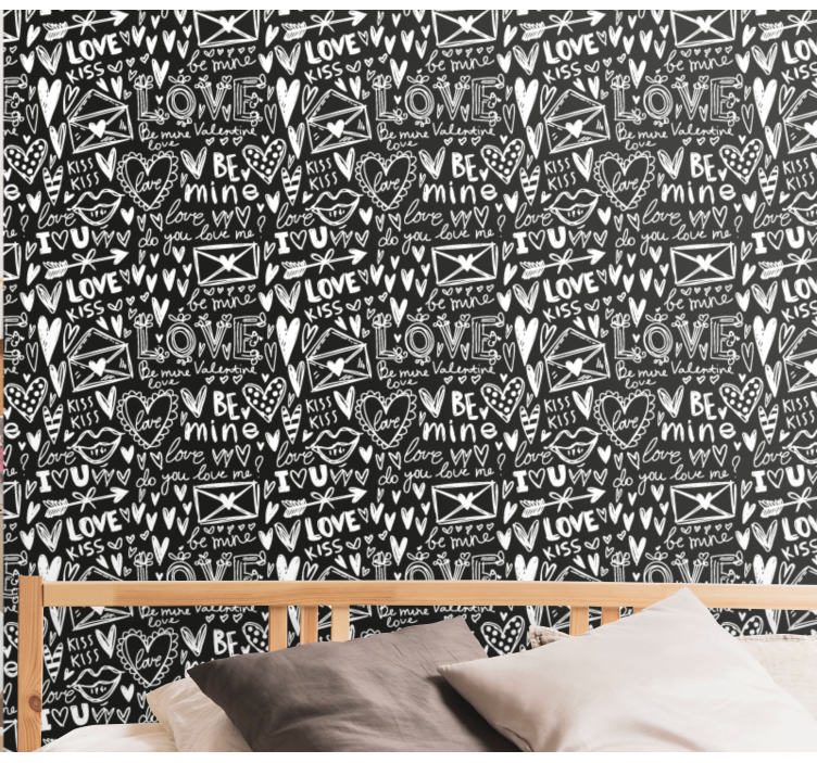 Tapete Schriftzug valentinstag-doodle - TenStickers