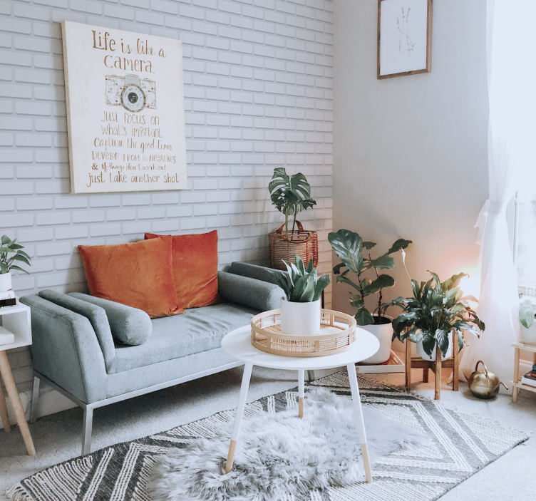 Wohnzimmer Tapete weiße realistische ziegel - TenStickers