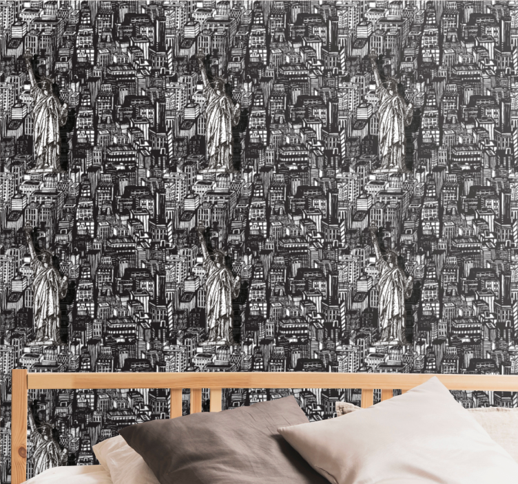 Tapete Stadt und Land statue, urbane collage - TenStickers