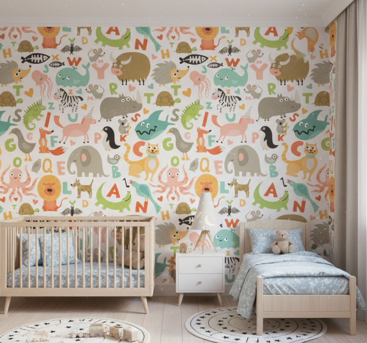 Tapete tiere mit alphabetischen tiermotiven - TenStickers