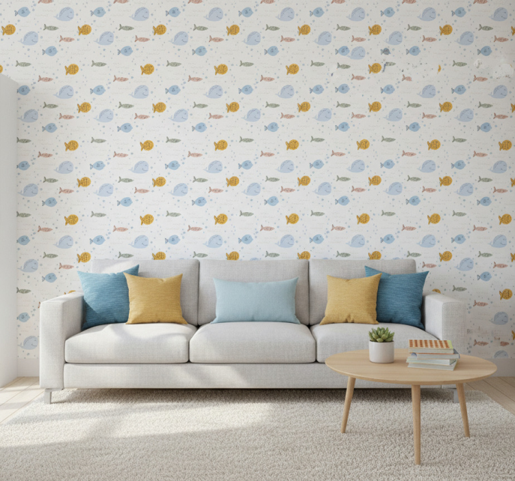 Tapete tiere mit bunten cartoonfischen - TenStickers