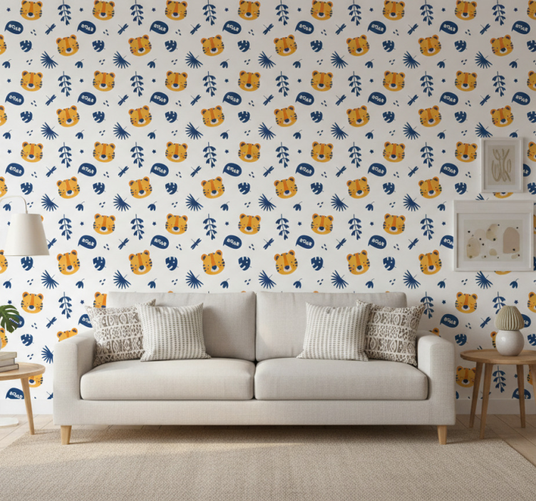 Tapete tiere mit tigerkopf und libellenmuster - TenStickers