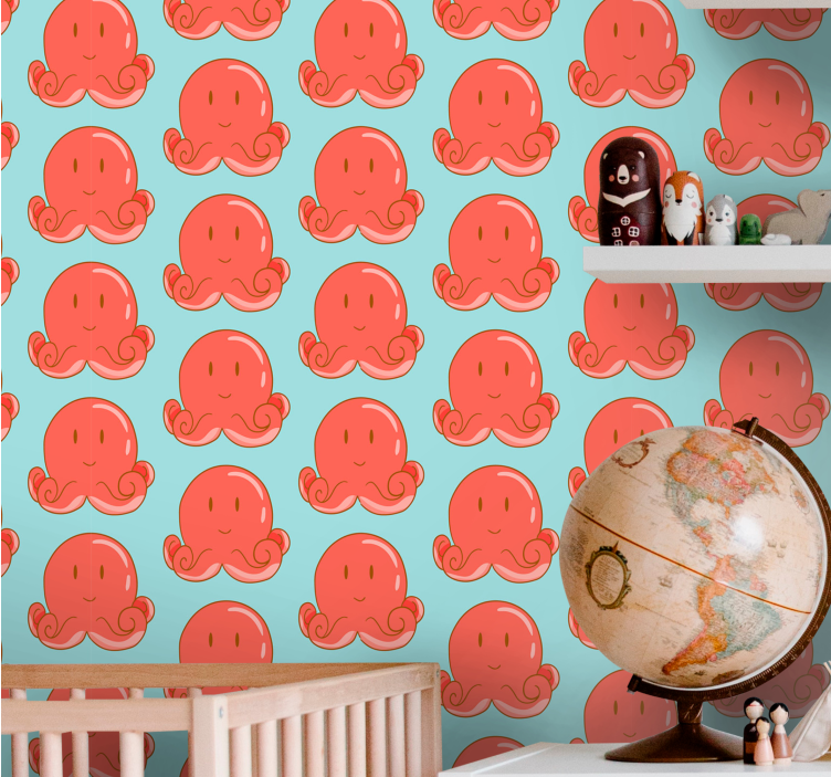 Tapete Tiere rotes oktopus-design - TenStickers